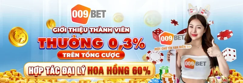 Giao diện app 009 casino với các danh mục trò chơi nổi bật.