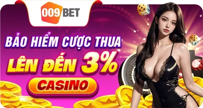 Giao diện chính của 009 Casino, hiển thị các tính năng nạp tiền và rút tiền trực tuyến.